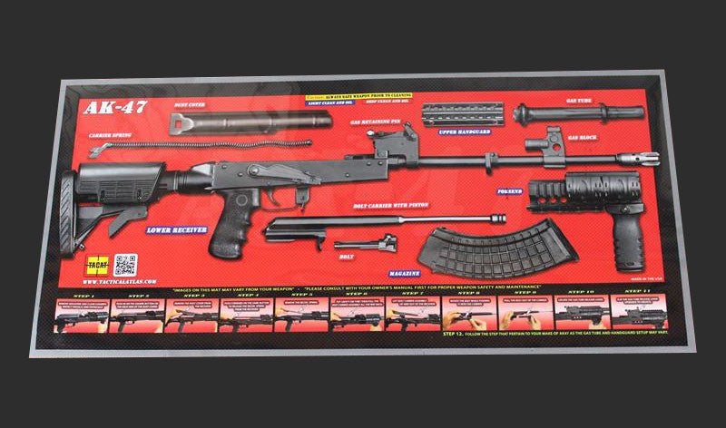 Kalashnikov AK-47 Gun Cleaning Mat (Blood Red) - Tactical Atlas